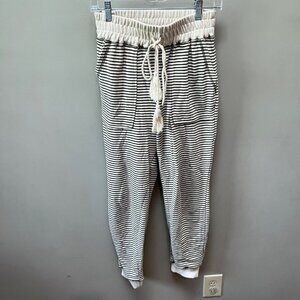 Anthropologie By The River Striped Cozy Life Tassle Knit‎ Joggers- Size Small